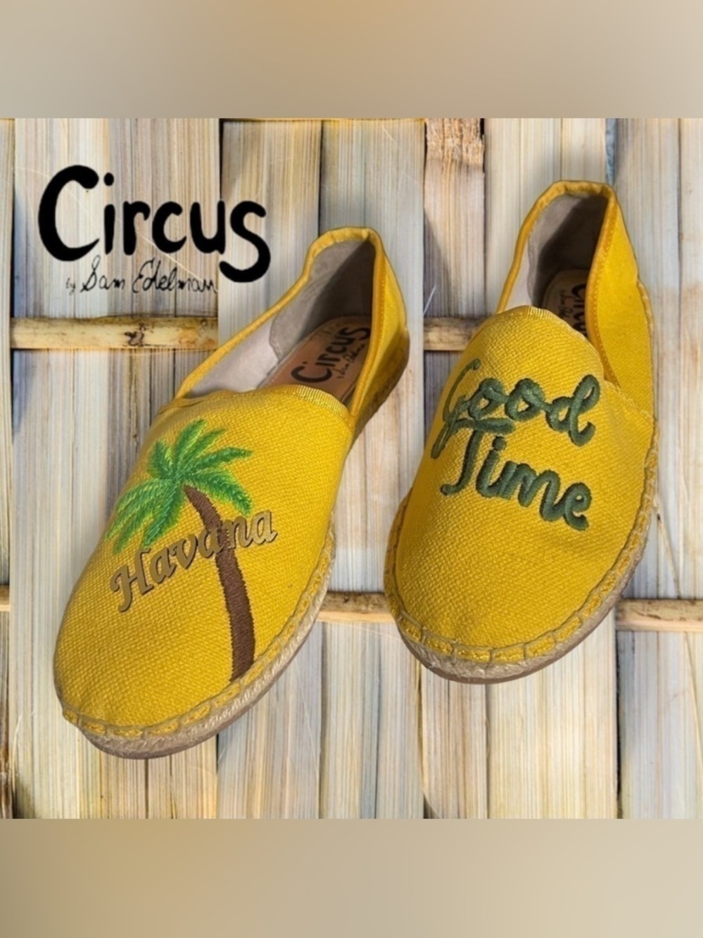 Circus by Sam Edelman Leni Havana Good Time Yellow Espadrille Flats Size 7.5